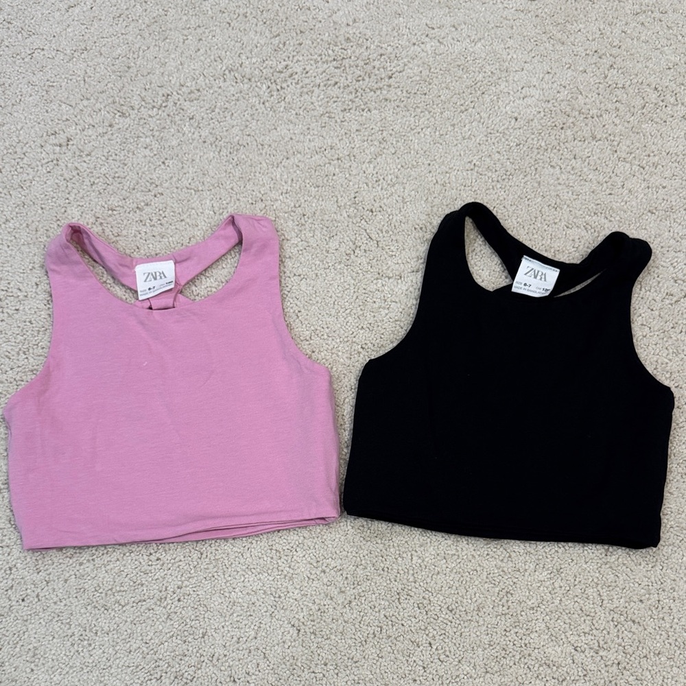 Zara Pink and Black Sleeveless Tops